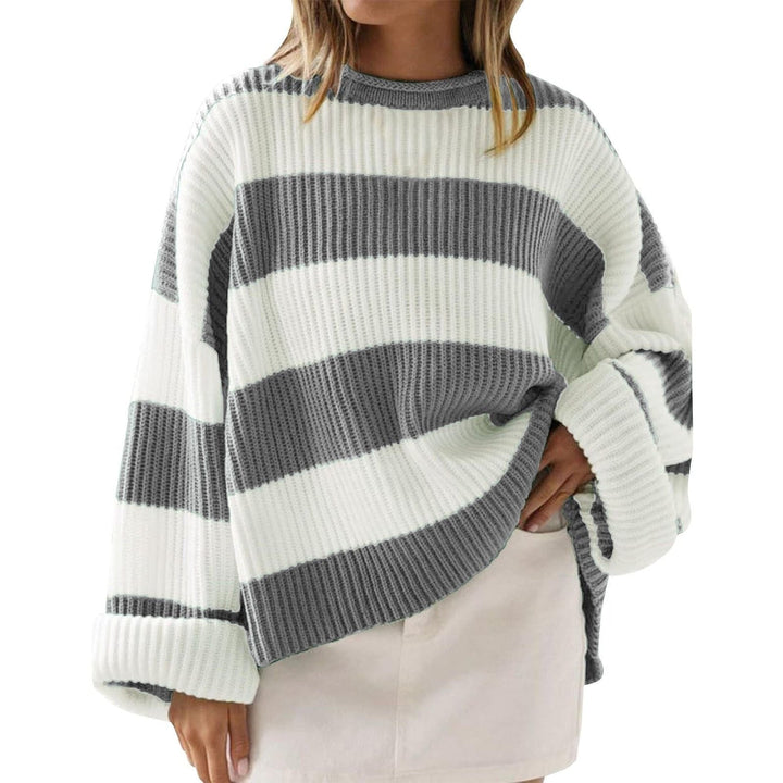 Geribde oversized trui met brede strepen - Eleanor