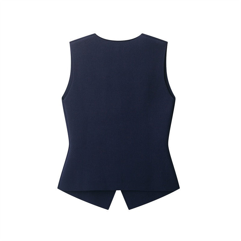 Damesgilet zonder mouwen met gouden knopen, getailleerd model - Saray