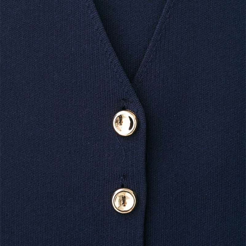 Damesgilet zonder mouwen met gouden knopen, getailleerd model - Saray