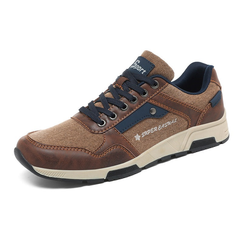 Retro herentrainers met casual materiaalmix - Luis