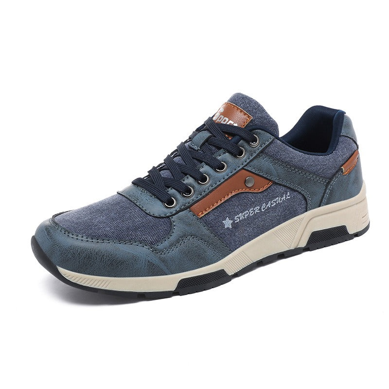 Retro herentrainers met casual materiaalmix - Luis