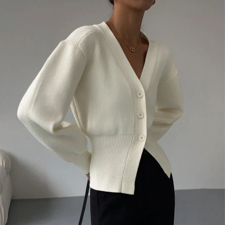 Damescardigan met V-hals en getailleerd model - Libano