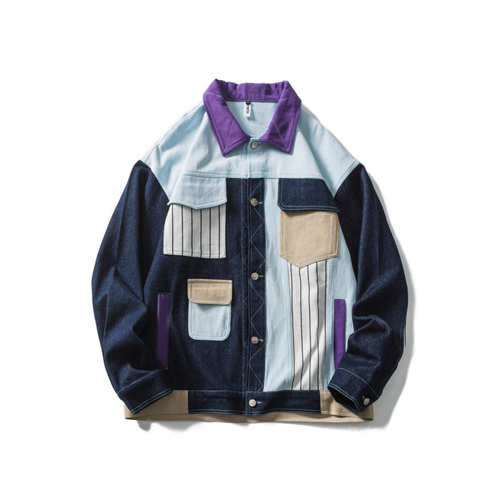 Herenjas patchwork denim multipockets modern ontwerp - Keiro