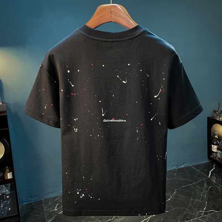 Katoenen heren-T-shirt met spetterprint in urban stijl - Dalvio
