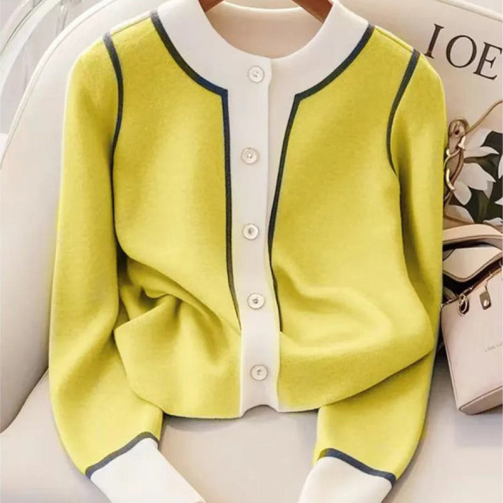 Damescardigan elegant fijn gebreid vest met ronde hals - Elina