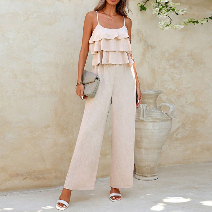 Dames jumpsuit zonder bandjes met ruches palazzo stijl - Amira