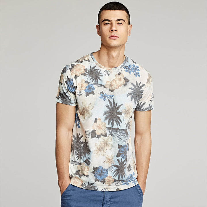 Casual T-shirt met korte mouwen en bloemenprint voor heren - Mateo