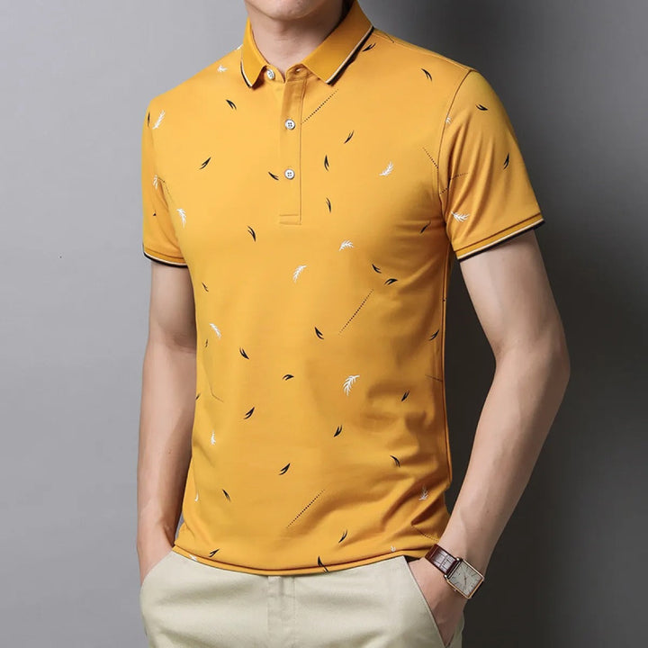 Lichtgewicht katoenen polo met opdruk voor heren - Slim Fit - Mateo