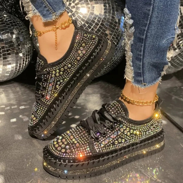 Damesschoenen met casual plateauzolen en synthetische stras - Lidia