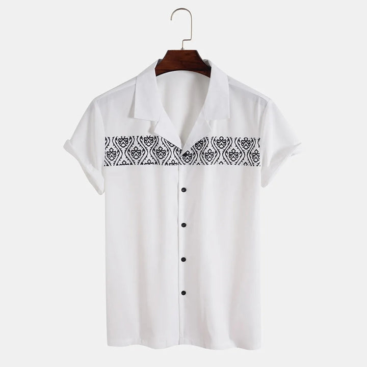 Heren casual overhemd met korte mouwen en geometrisch borduursel - Sven