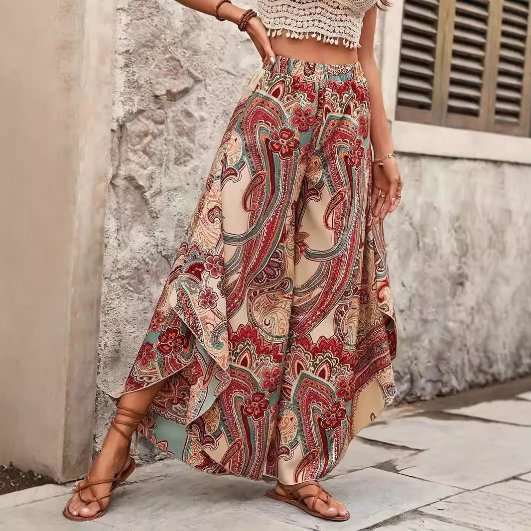 Damesbroek met wijde bohemian print - Diana
