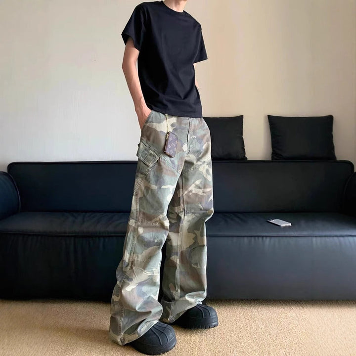 Cargo herenbroek met camouflageprint en wijde snit - Rodrigo