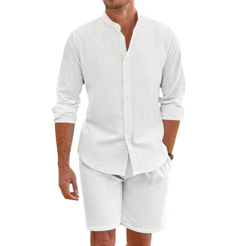 Heren linnen casual set met lange mouwen - Terry