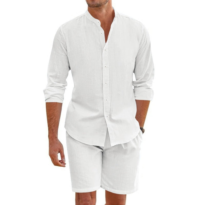 Heren linnen casual set met lange mouwen - Terry