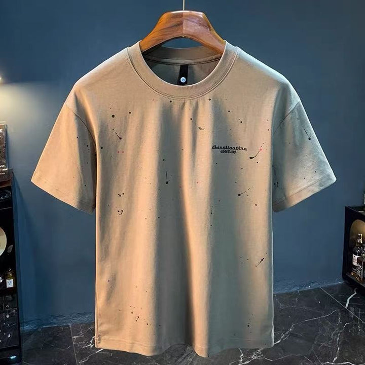 Katoenen heren-T-shirt met spetterprint in urban stijl - Dalvio