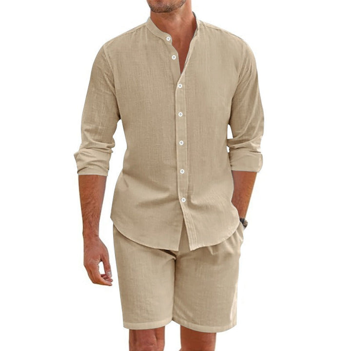 Heren linnen casual set met lange mouwen - Terry