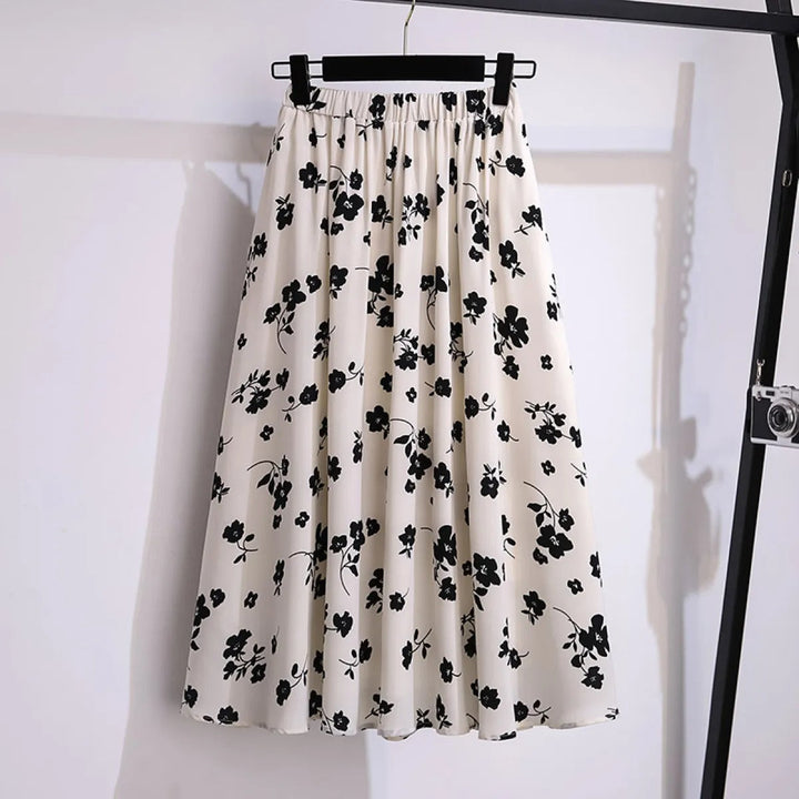 Dames midirok van vloeiend chiffon met bloemenprint - Renata