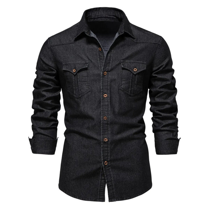 Denim overhemd met lange mouwen voor heren - Derek