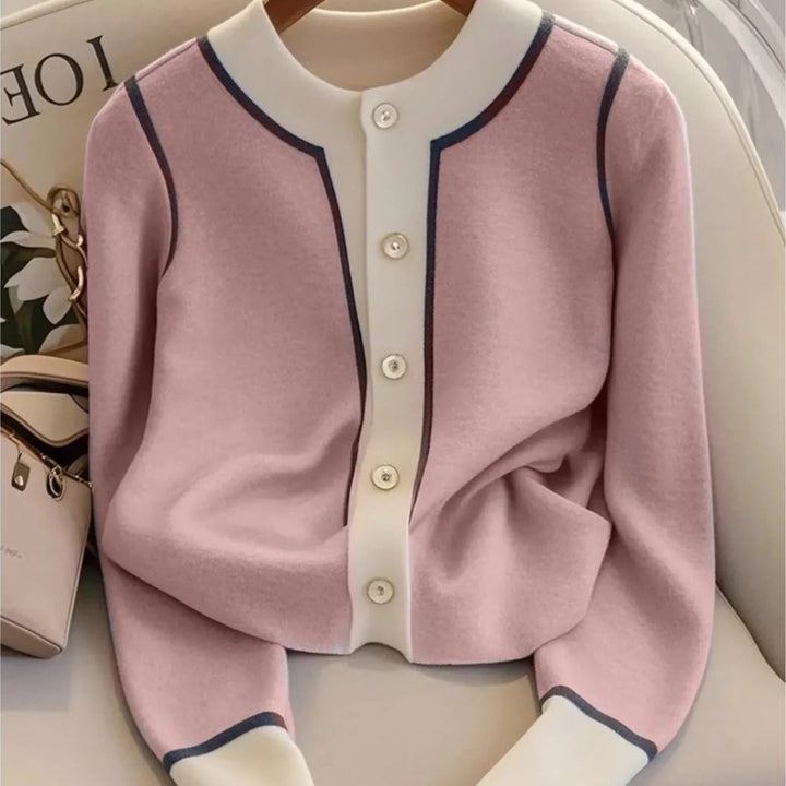 Damescardigan elegant fijn gebreid vest met ronde hals - Elina