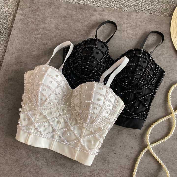 Dames bustier top met zwarte strass - Anastacia