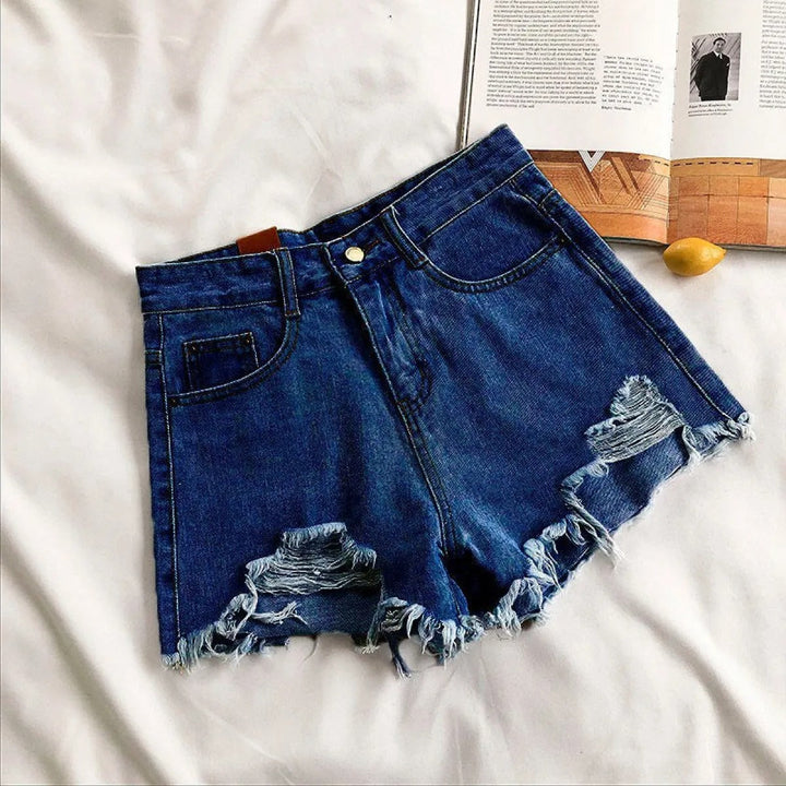 Damesshort van denim met gerafeld effect - Estelle