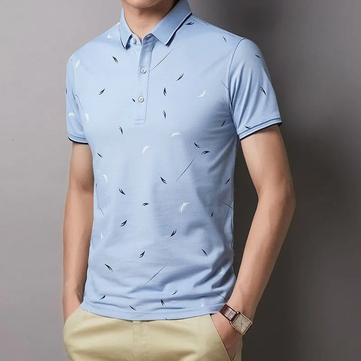 Lichtgewicht katoenen polo met opdruk voor heren - Slim Fit - Mateo