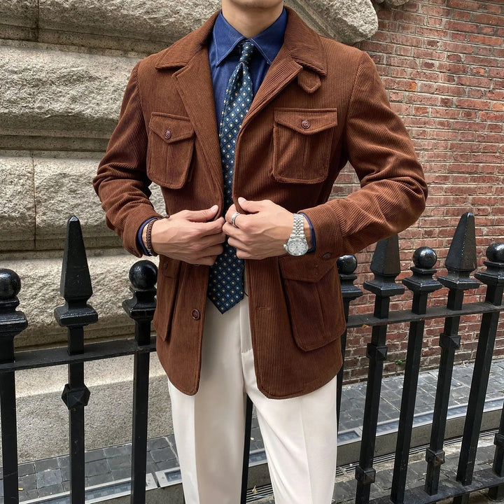 Corduroy herenblazer met utility zakken klassieke snit - Dino