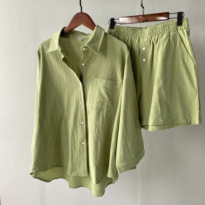 Dames casual loose fit katoenen linnen set - Camila