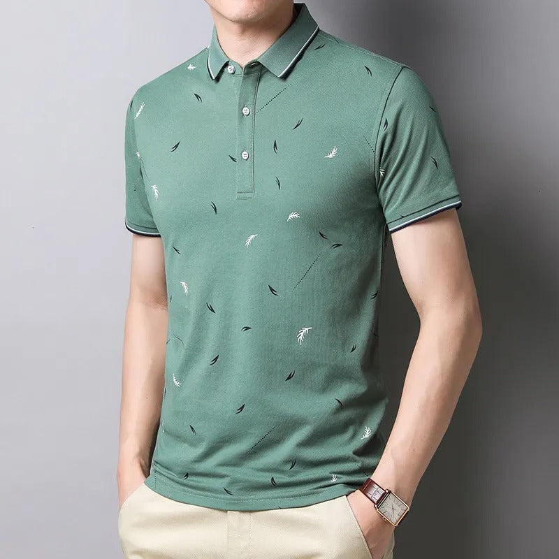Lichtgewicht katoenen polo met opdruk voor heren - Slim Fit - Mateo