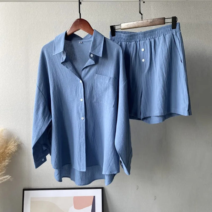 Dames casual loose fit katoenen linnen set - Camila