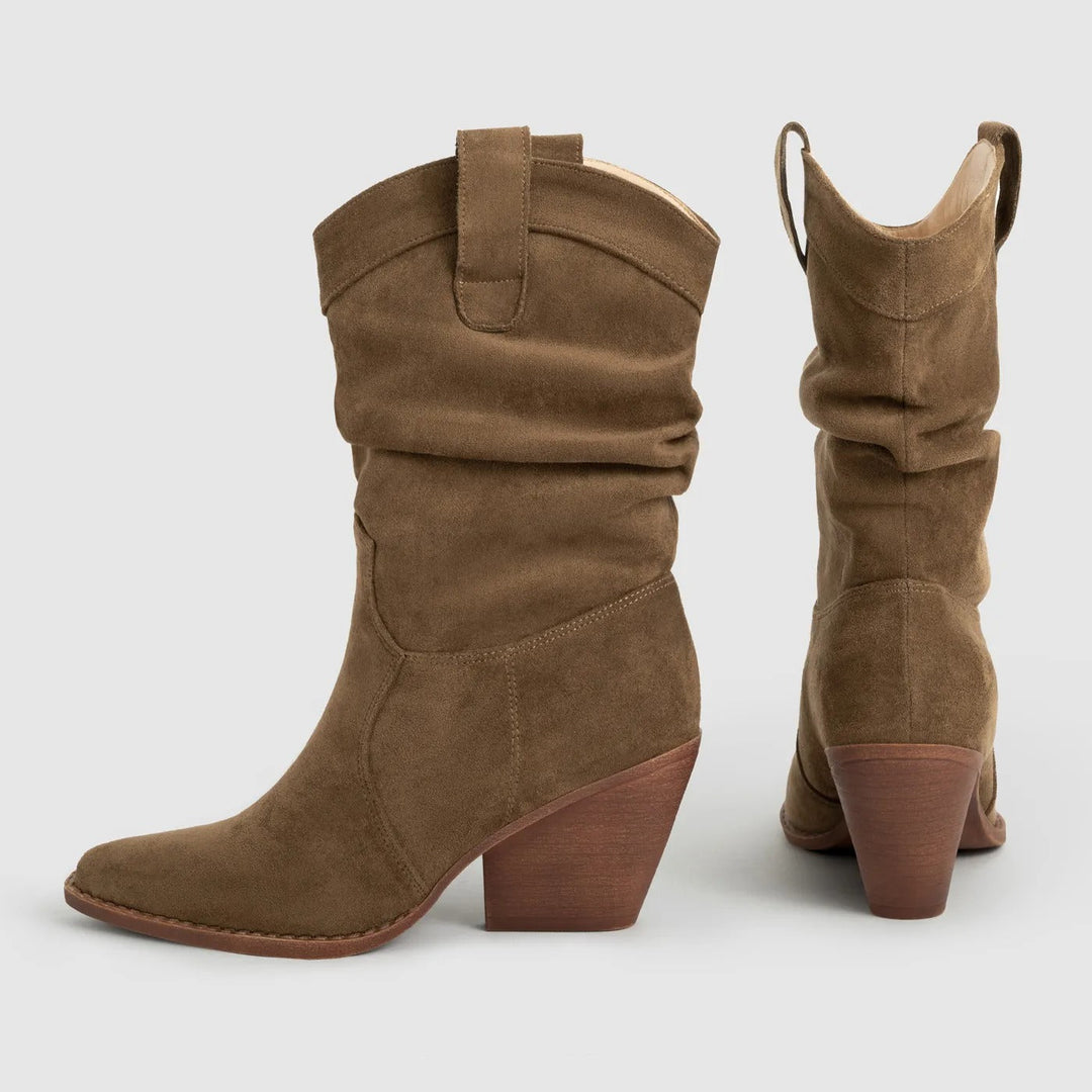 Dameslaarzen western stijl van synthetisch suède met middelhoge hakken - Liora