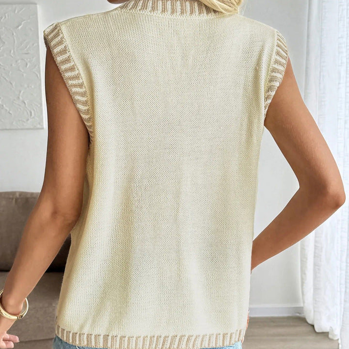 Mouwloos gebreid vest met V-hals - Ameline