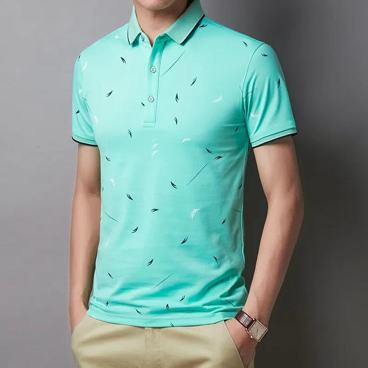 Lichtgewicht katoenen polo met opdruk voor heren - Slim Fit - Mateo