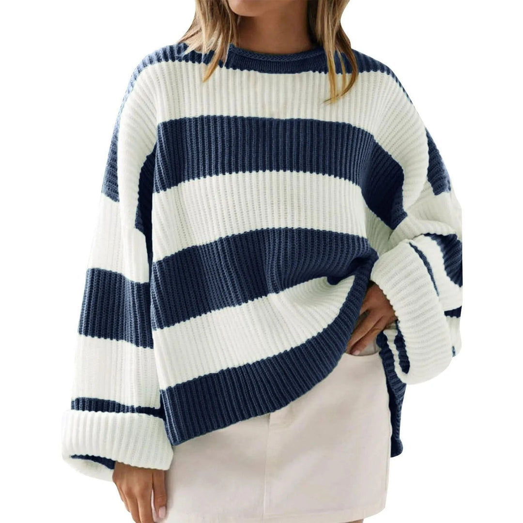 Geribde oversized trui met brede strepen - Eleanor
