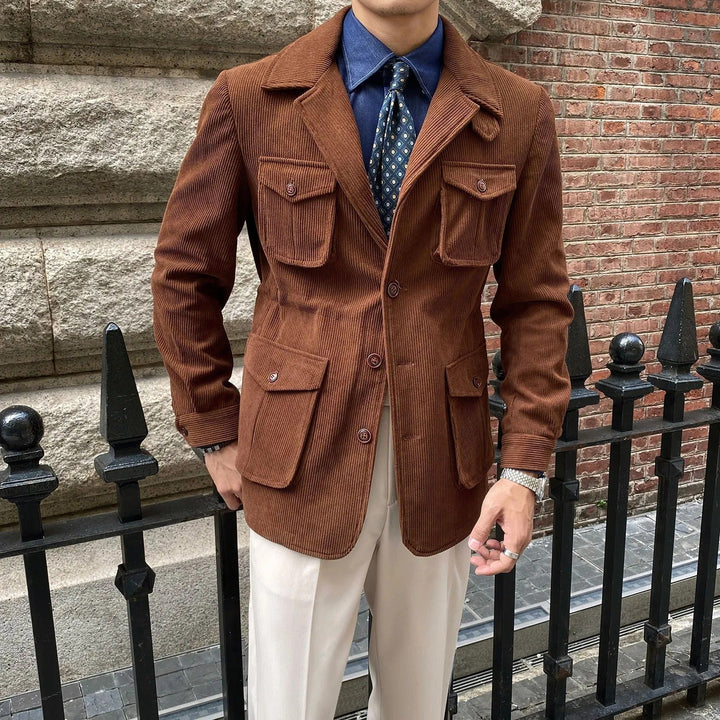 Corduroy herenblazer met utility zakken klassieke snit - Dino