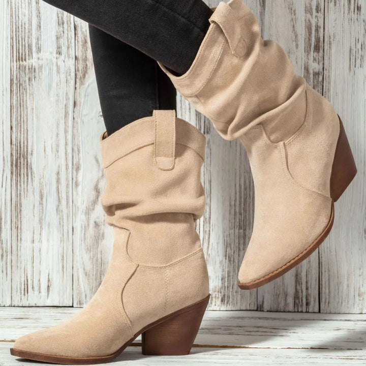 Dameslaarzen western stijl van synthetisch suède met middelhoge hakken - Liora