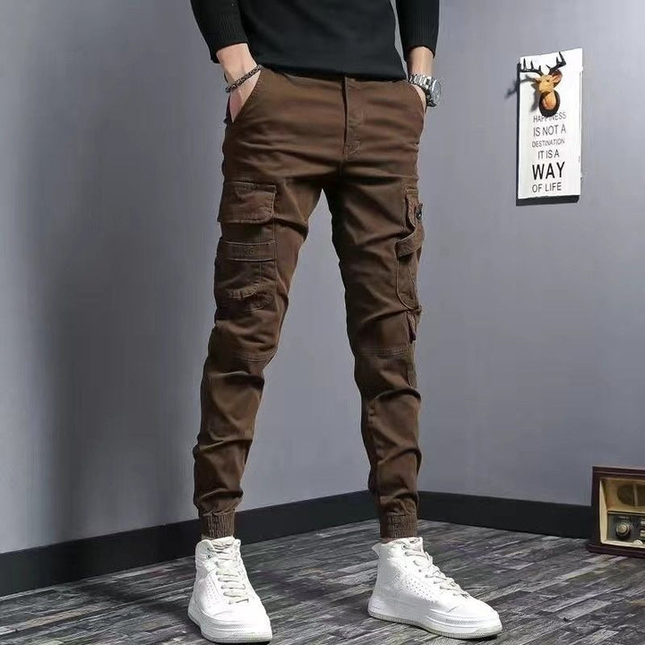 Cargo herenbroek katoen slim fit steekzakken - Marius