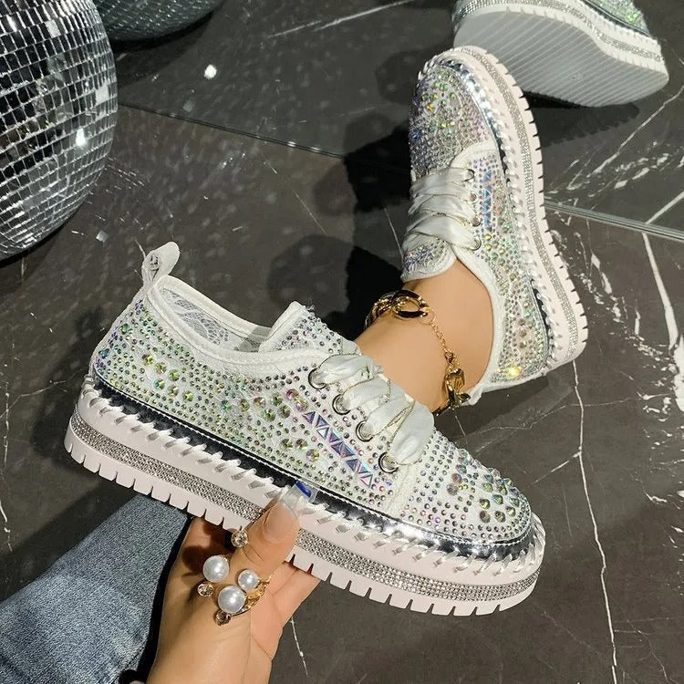 Damesschoenen met casual plateauzolen en synthetische stras - Lidia