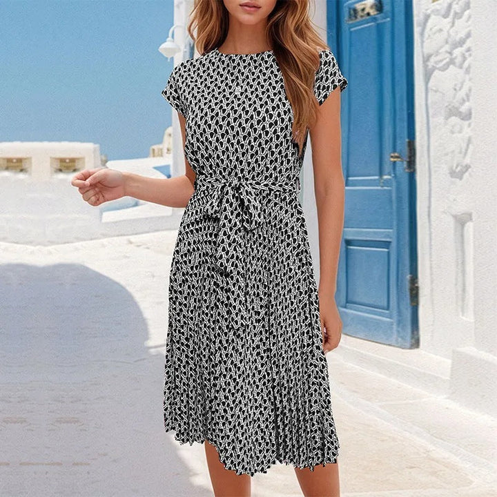 Dames midi-jurk geometrische print vloeiende stijl - Camila