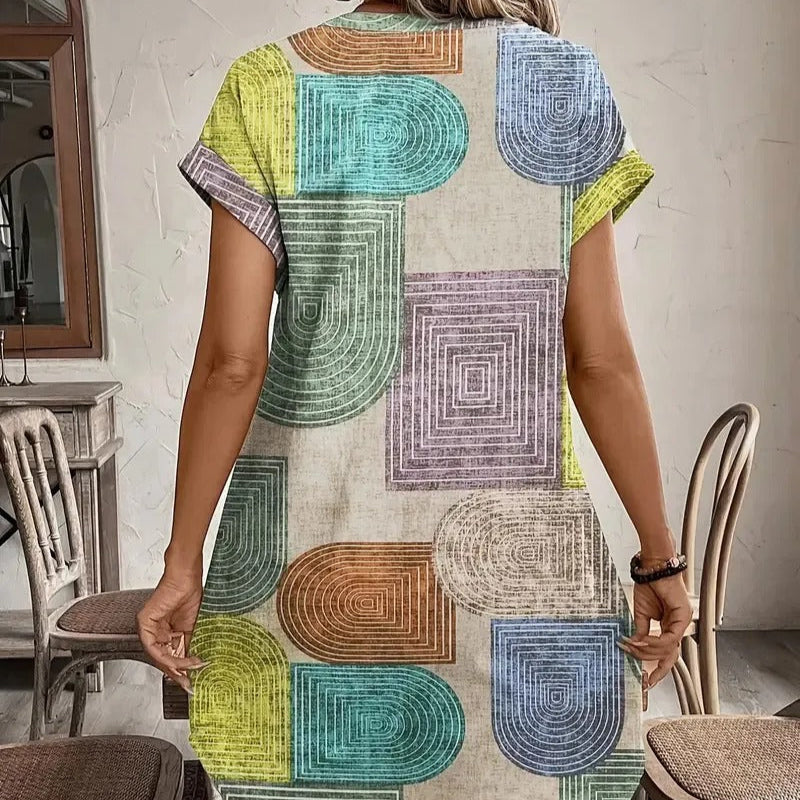Bohemian overhemdjurk met geometrische print voor dames - Galilea