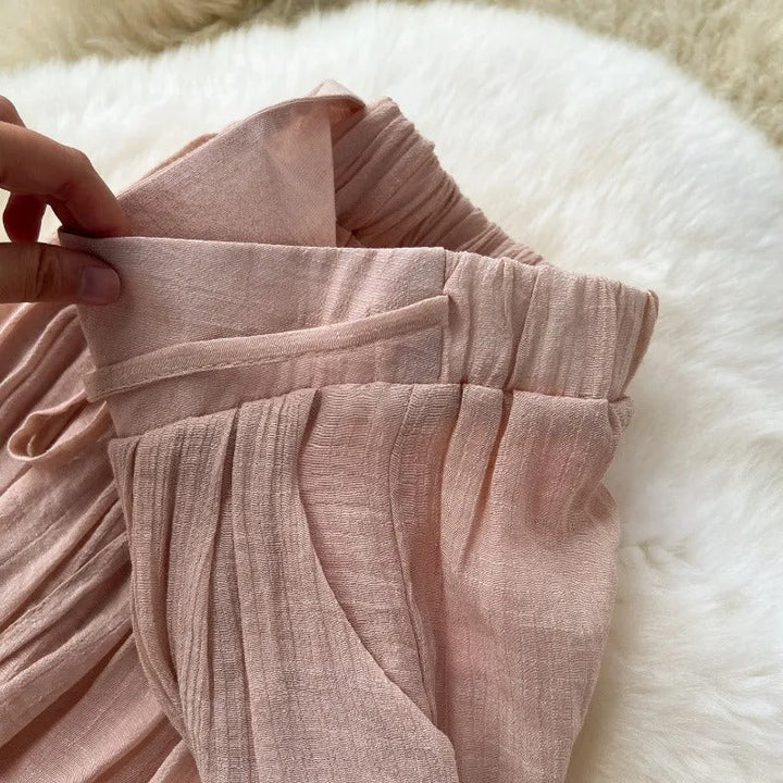 Soepel vallende linnen broek met hoge taille - Mireya