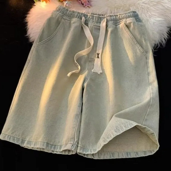 Denim shorts met elastiek in de taille en verstelbaar trekkoord - Silas