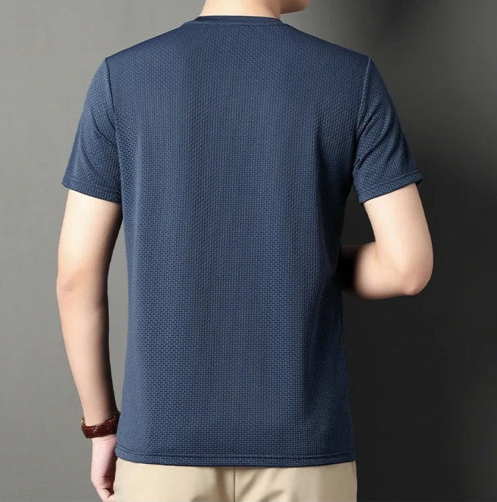 Technisch gebreid T-shirt met ronde hals voor heren - Henry