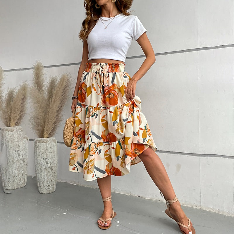 Uitlopende midirok met print - Amelise