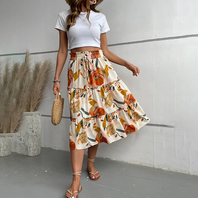Uitlopende midirok met print - Amelise