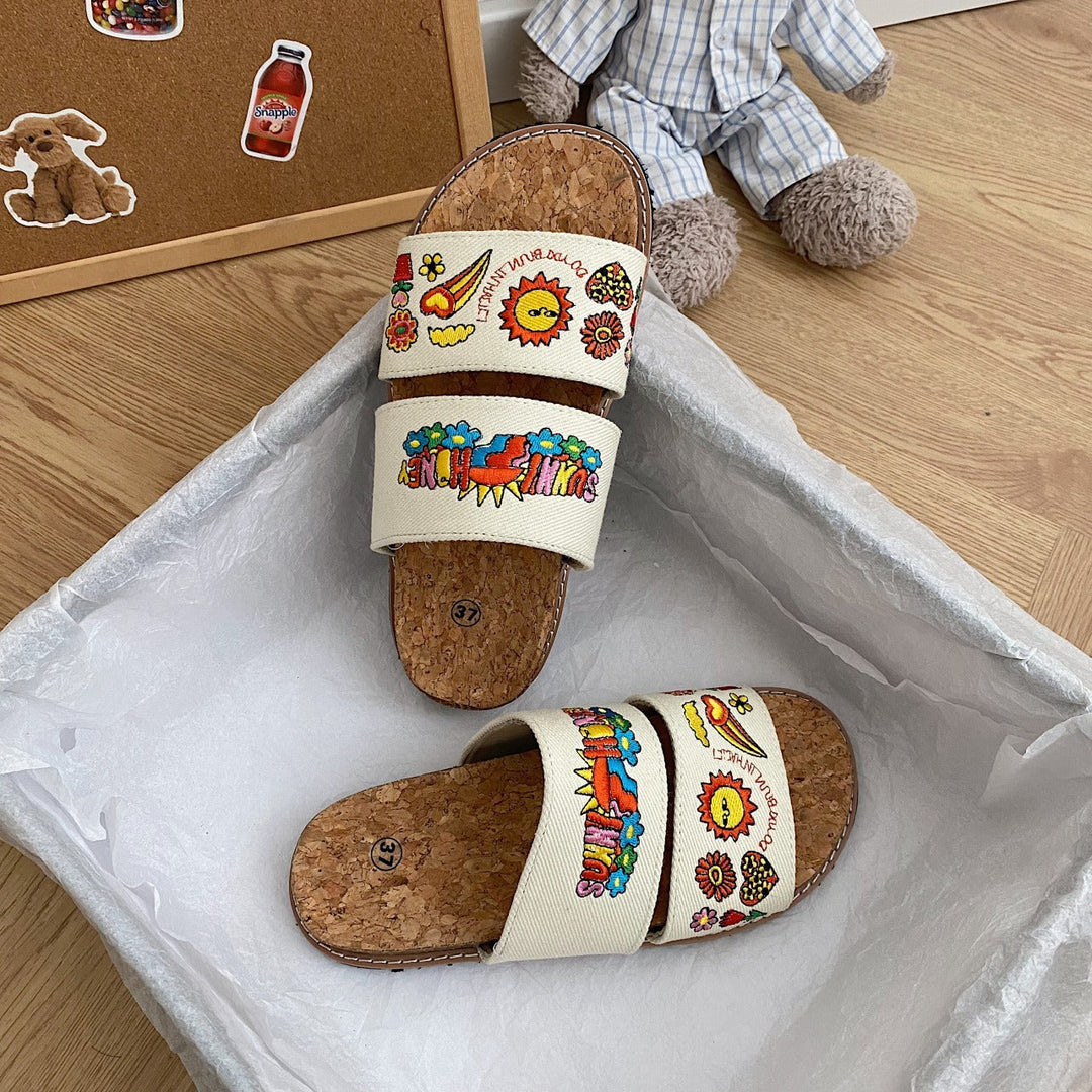Sandalias ortopédicas mujer corcho estampado gráfico verano - Anahely