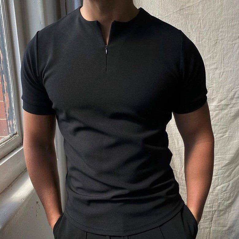 T-shirt met korte mouwen en ritssluiting - Elliot