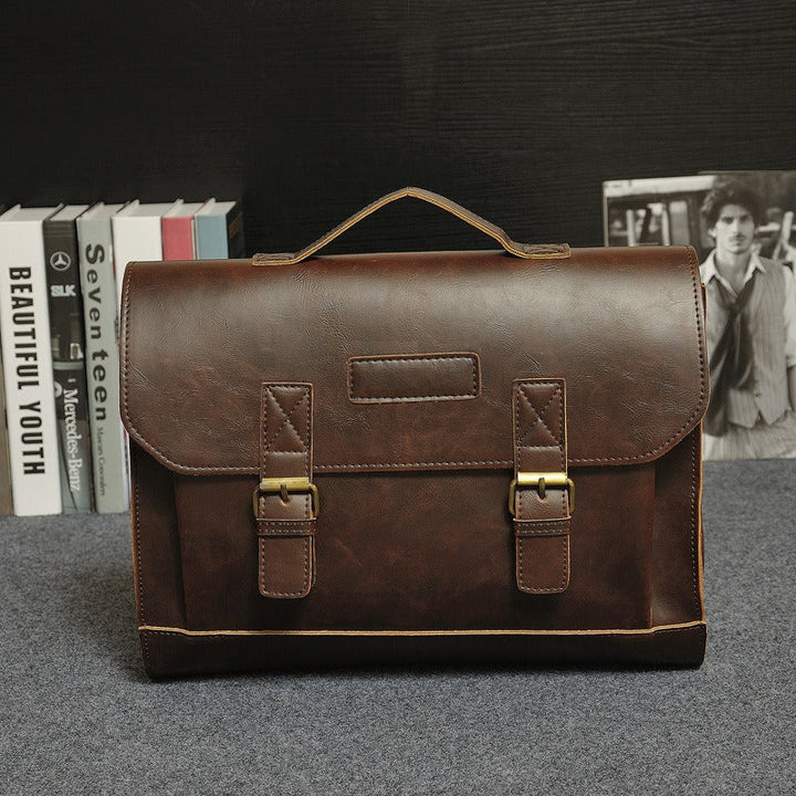 Aktetas heren van synthetisch leer met gespen in vintage stijl - Adrien