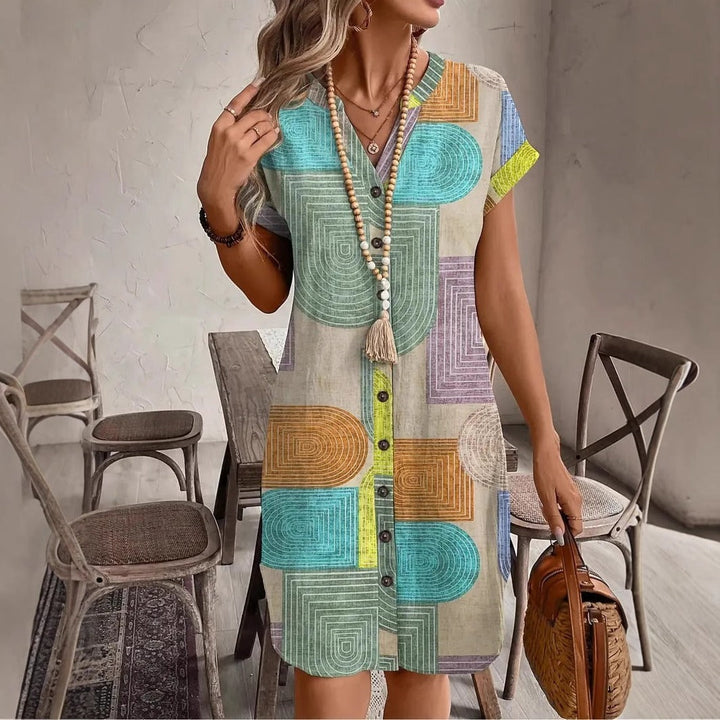 Bohemian overhemdjurk met geometrische print voor dames - Galilea