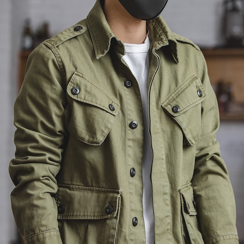 Herenjas in militaire stijl met klepzakken - Enrik